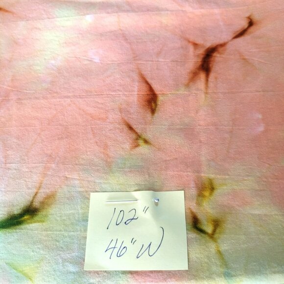 Tie Dyed Cotton Fabric Peach Green Yellow 2.88 Yards 46" W - Picture 3 of 3